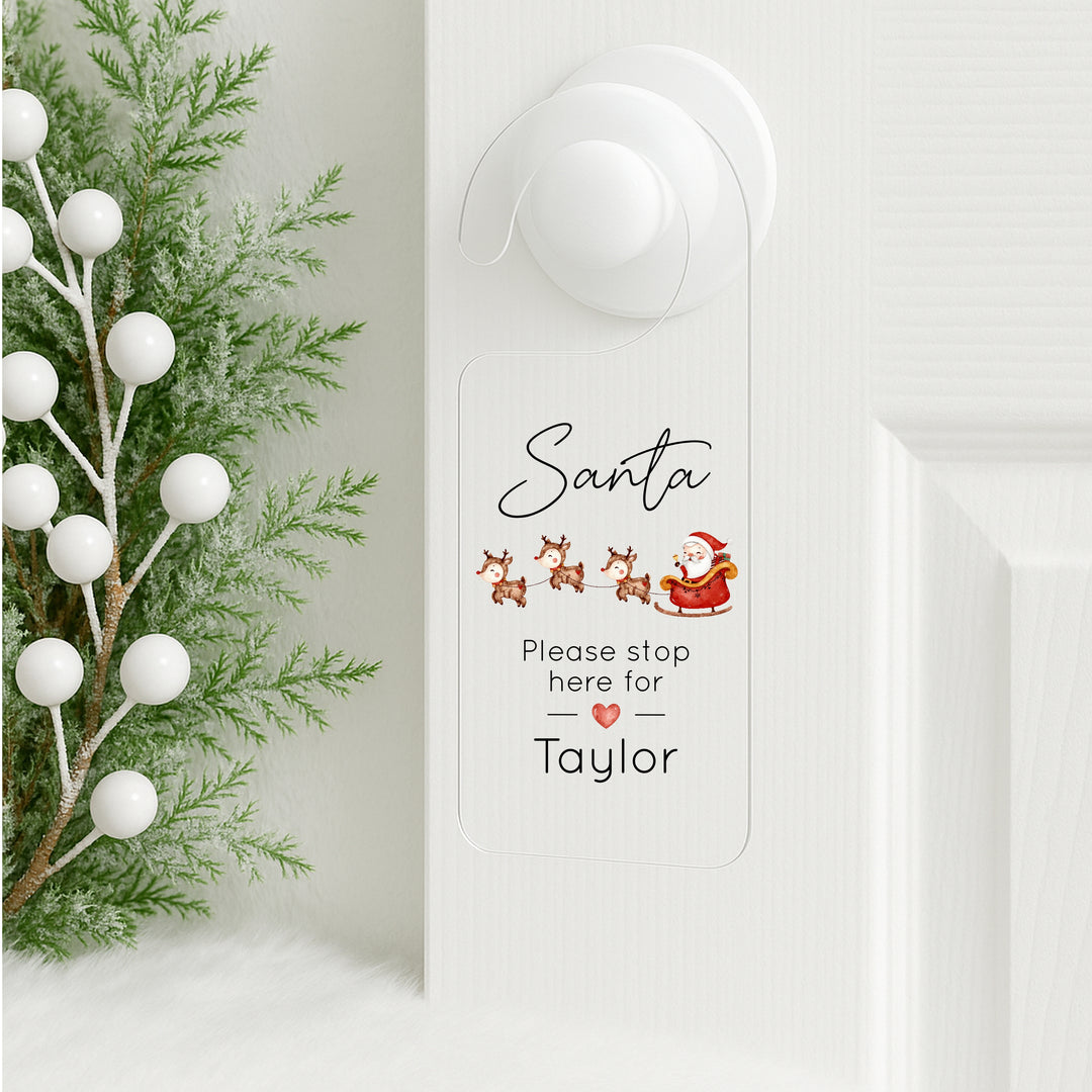 Personalised Santa Sleigh Stop Here Door Sign
