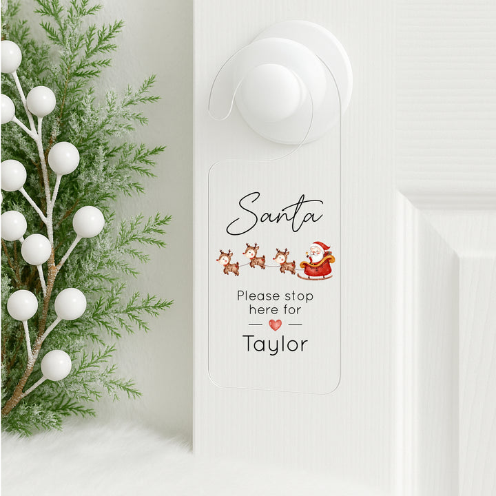 Personalised Santa Sleigh Stop Here Door Sign