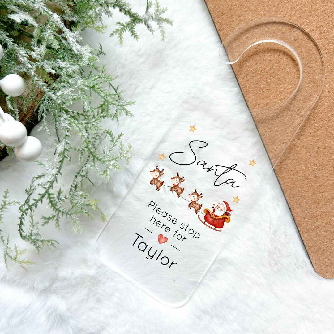 Personalised Santa Sleigh Stop Here Door Sign