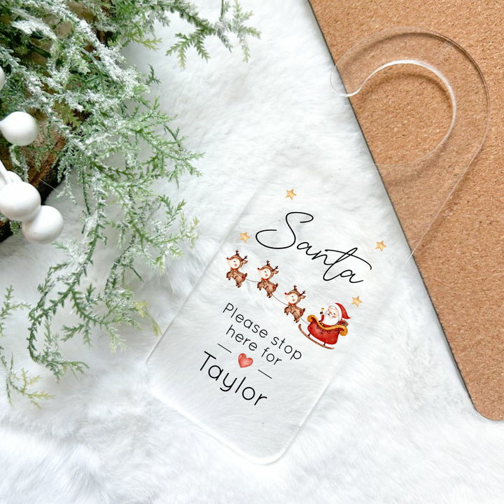Personalised Santa Sleigh Stop Here Door Sign