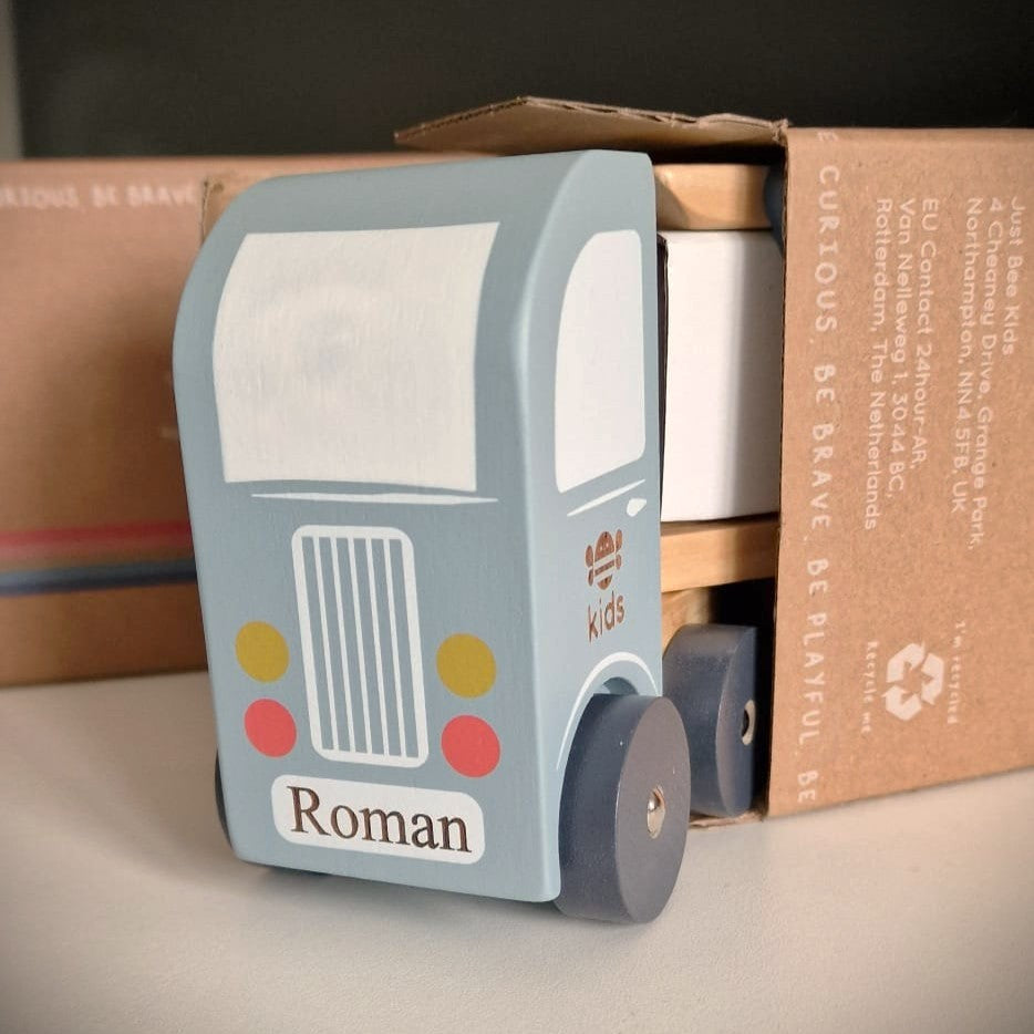 Wooden Car Transport Truck Engraved Toy Set