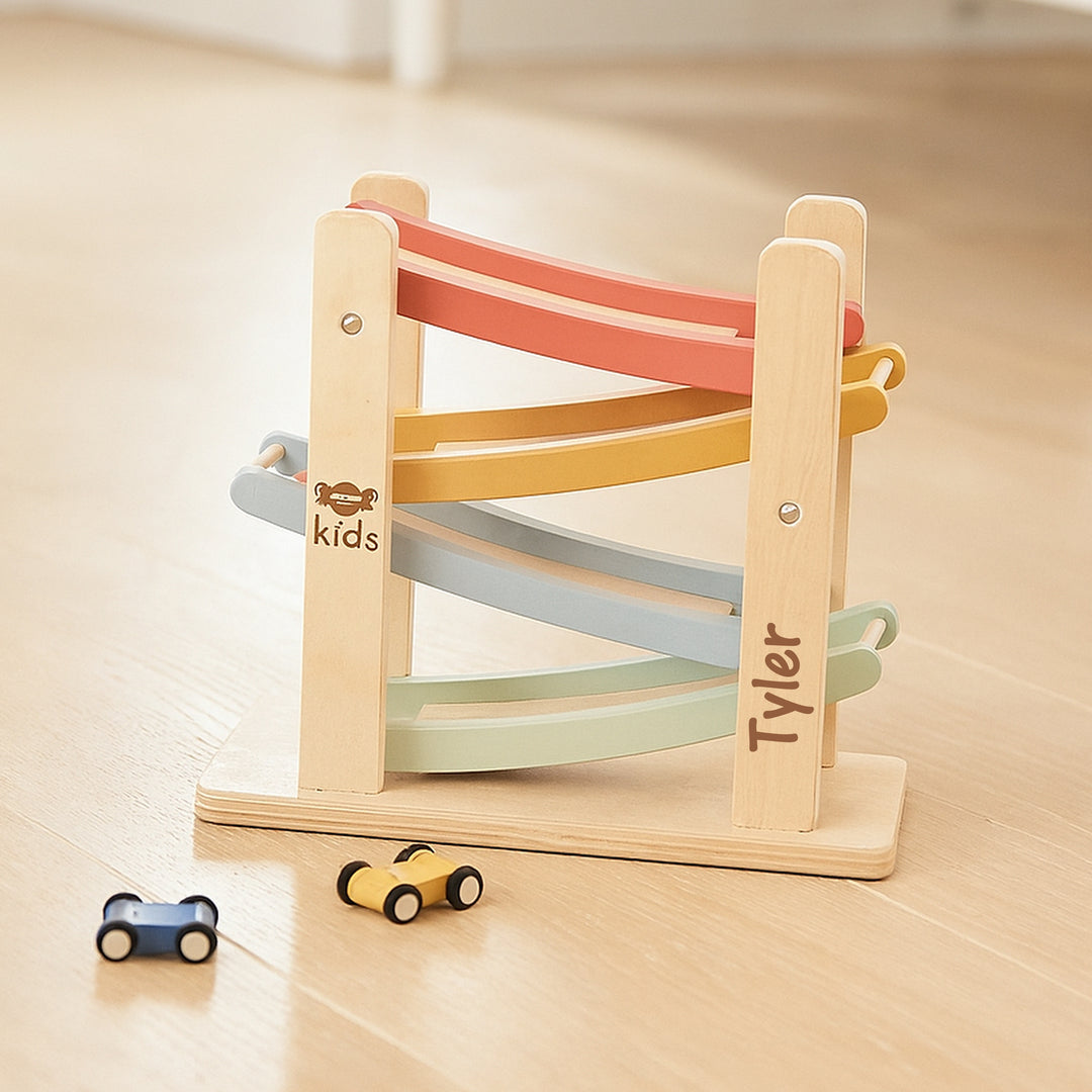 Wooden Car Ramp Engraved Toy Set