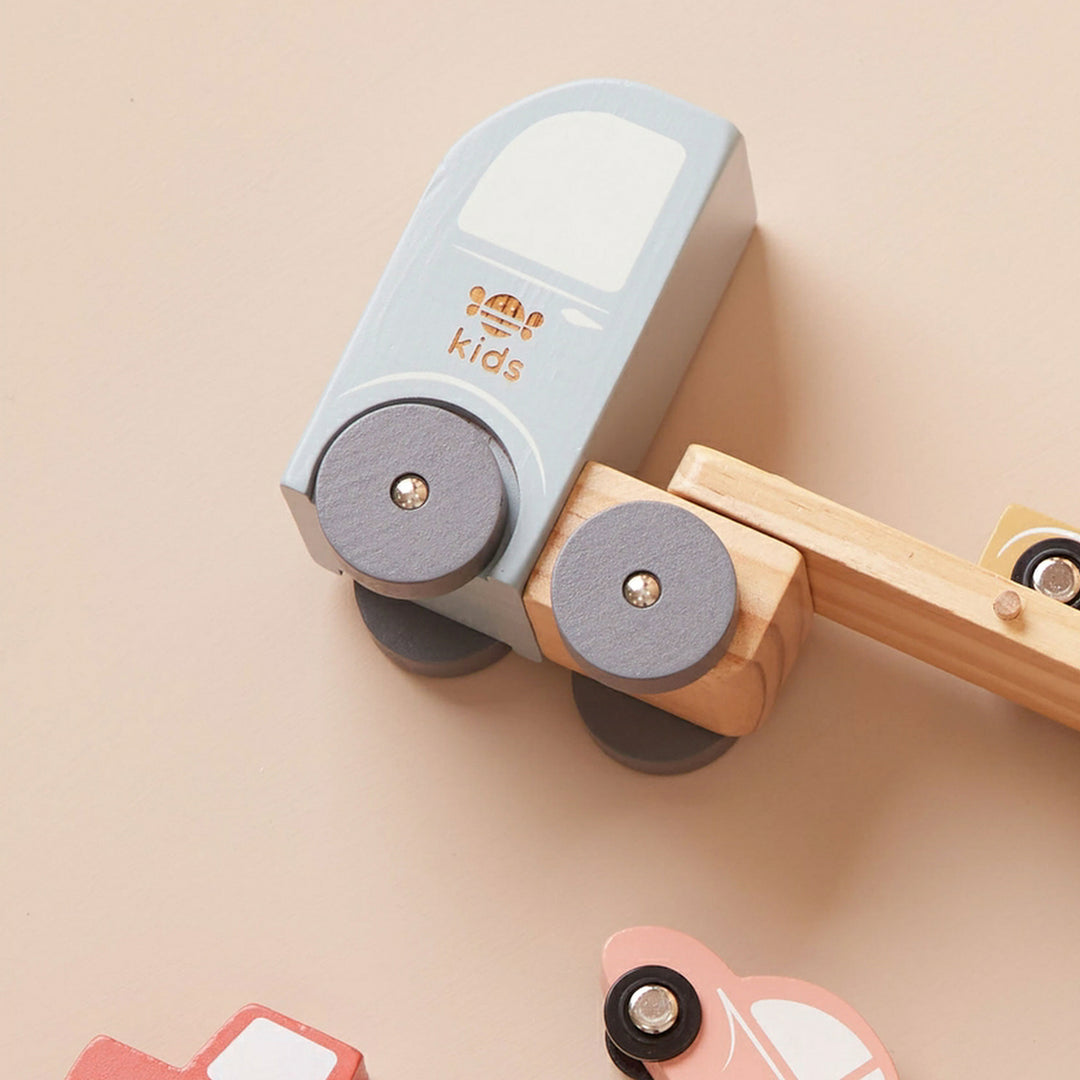 Wooden Car Transport Truck Engraved Toy Set