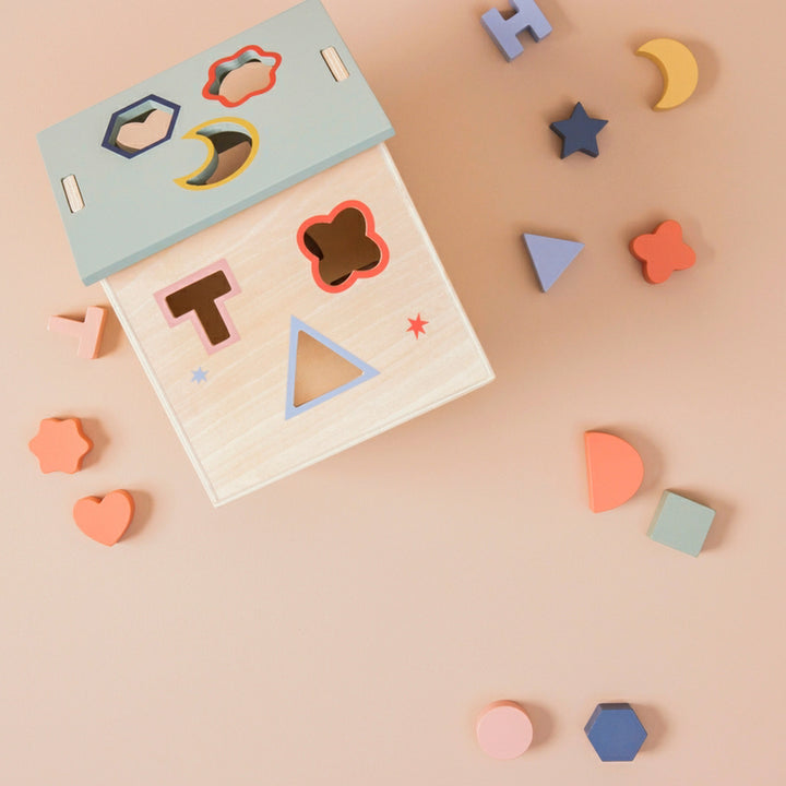 Wooden Shapes House Engraved Toy Set