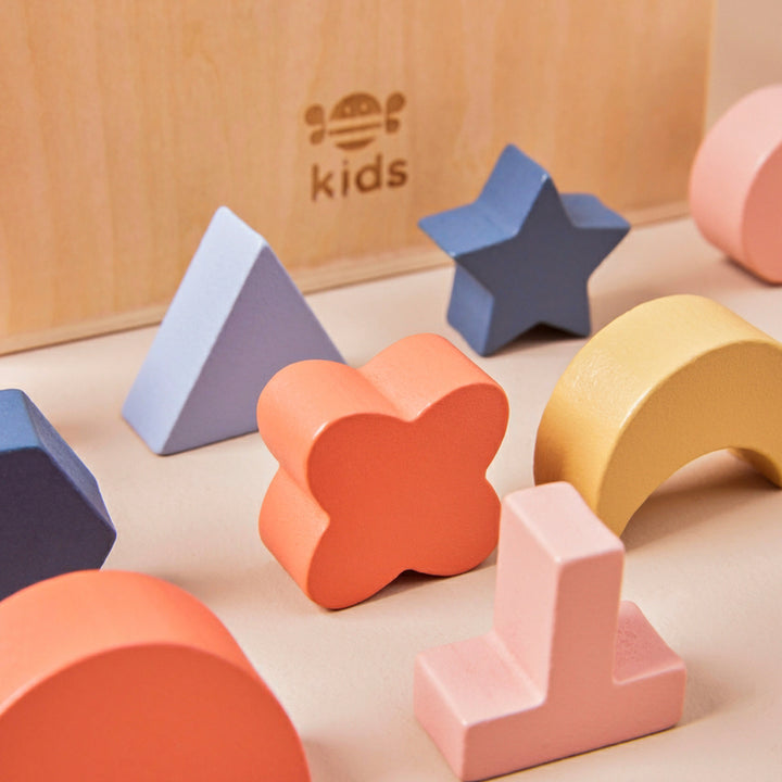 Wooden Shapes House Engraved Toy Set