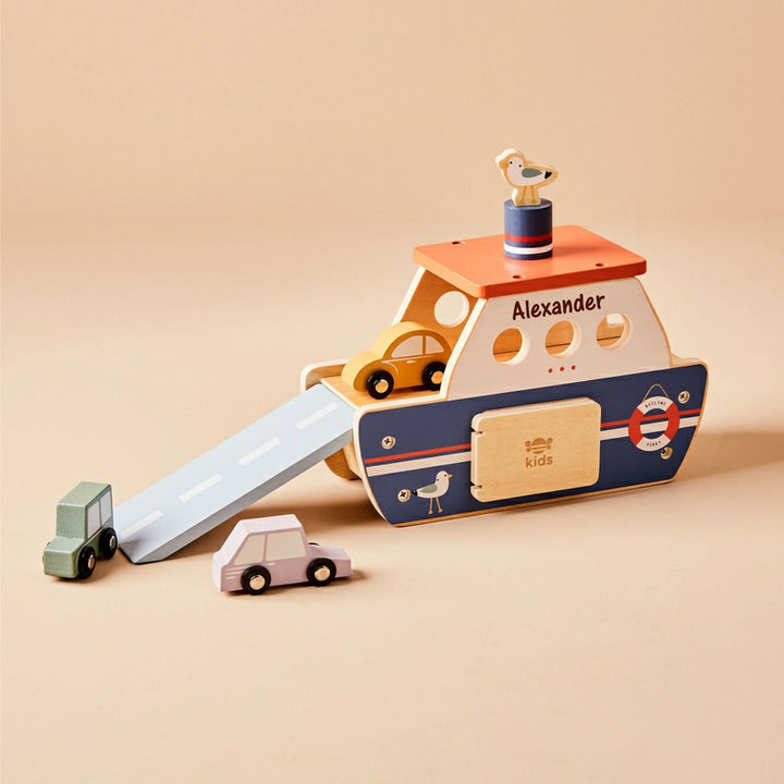 Wooden Boat Transporter Toy Set
