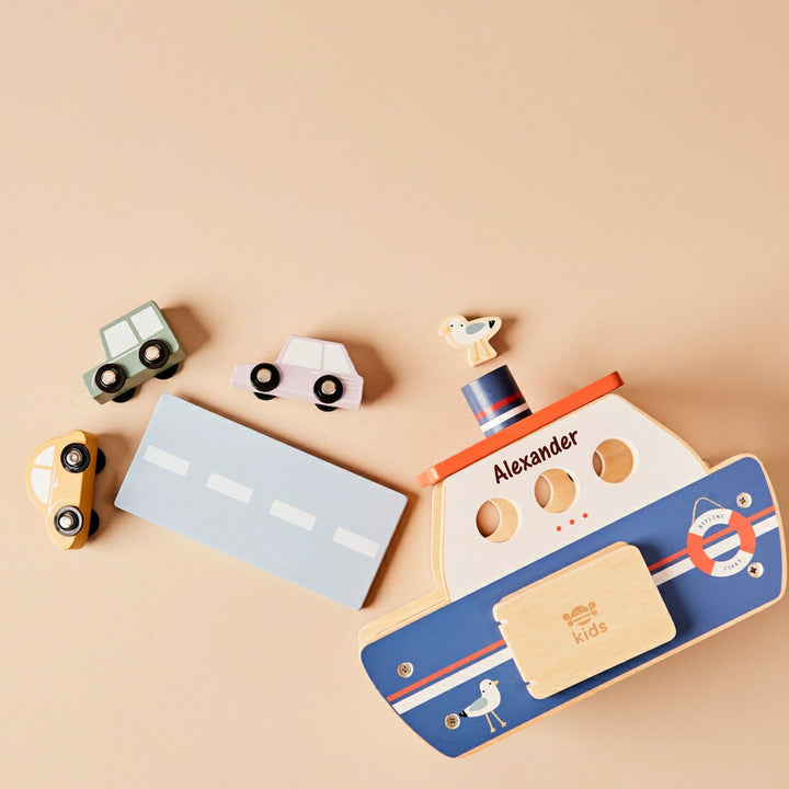 Wooden Boat Transporter Toy Set