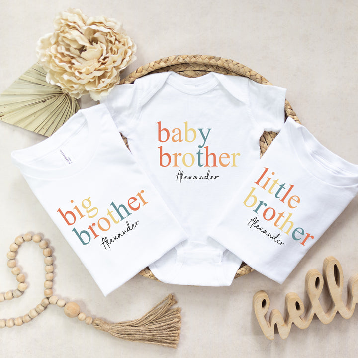 Personalised Unisex Rainbow Sibling Matching T-shirt/Vest/Bib