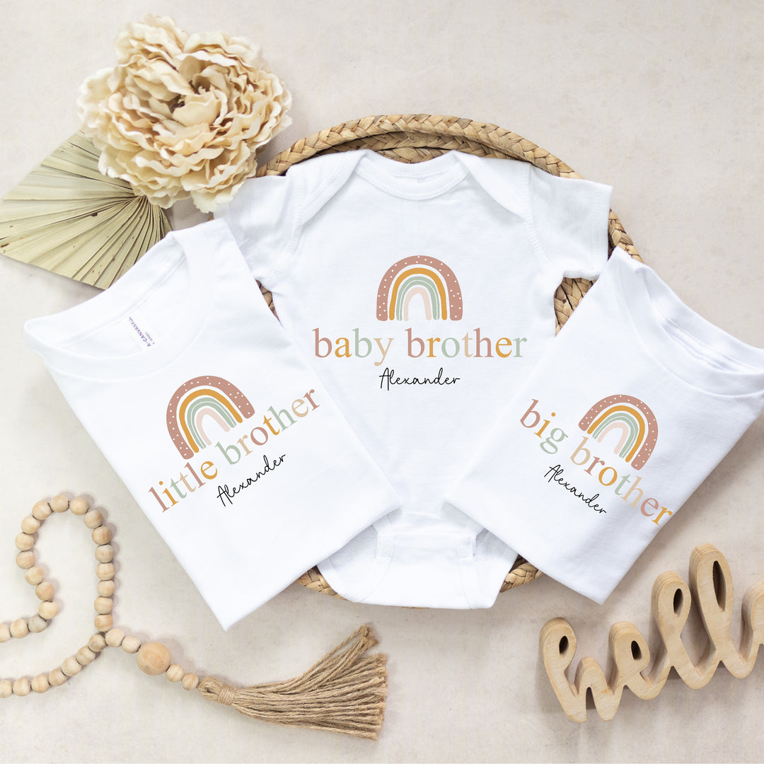 Personalised Unisex Sage Rainbow Sibling Matching T-shirt/Vest/Bib