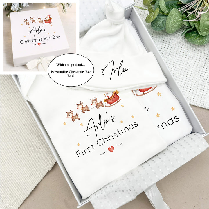Personalised My First Christmas Santa Sleigh Clothing Gift Set