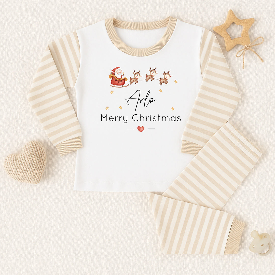 Personalised Merry Christmas Santa Sleigh Christmas Pyjamas