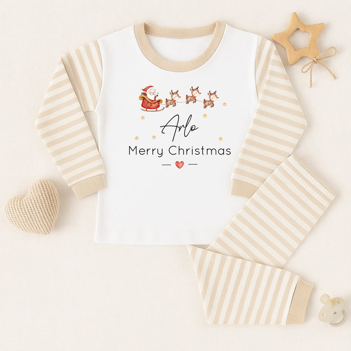 Personalised Merry Christmas Santa Sleigh Christmas Pyjamas