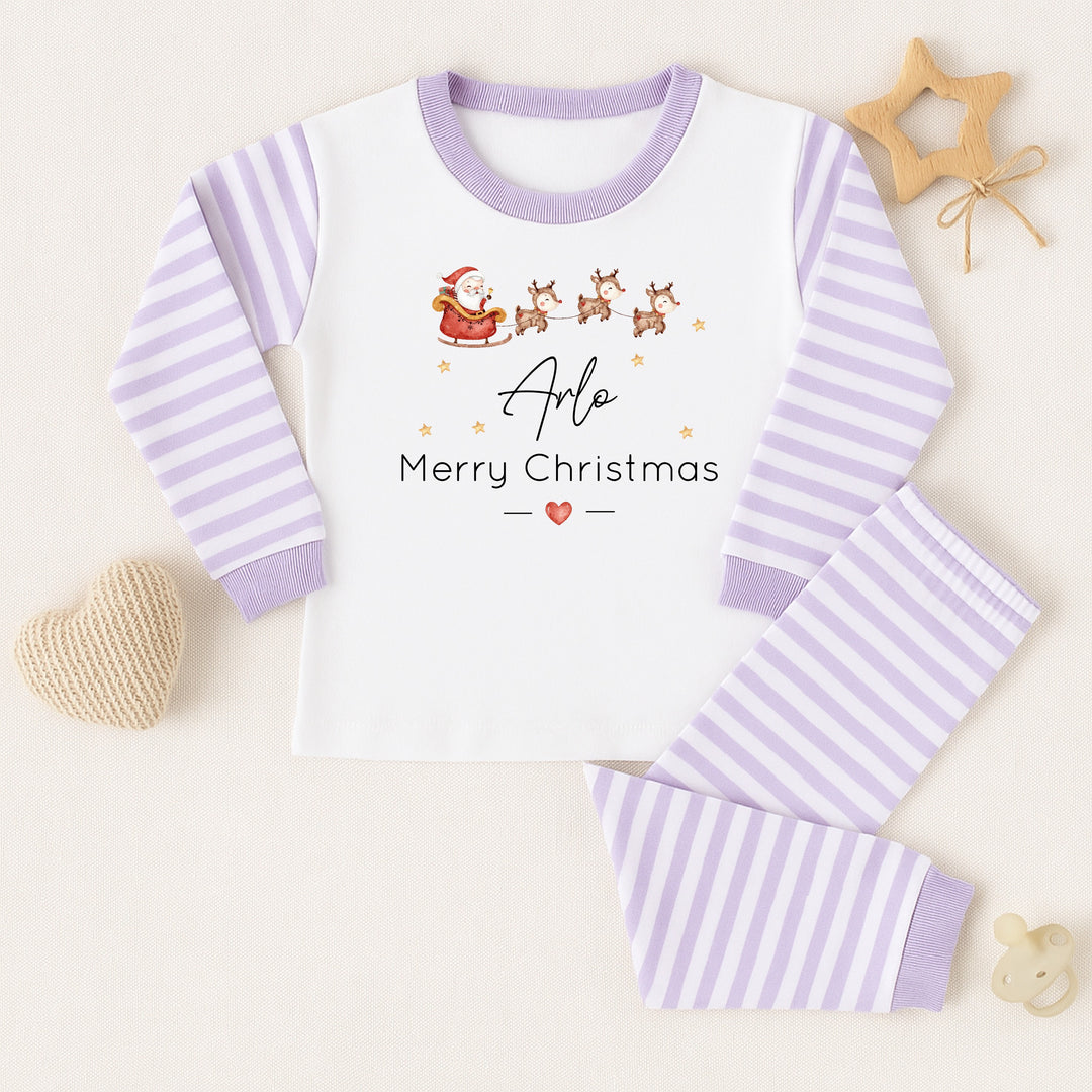 Personalised Merry Christmas Santa Sleigh Christmas Pyjamas