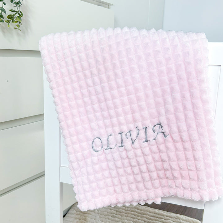 Personalised Girls Embroidered Pink Blanket, Comforter or Gift Set