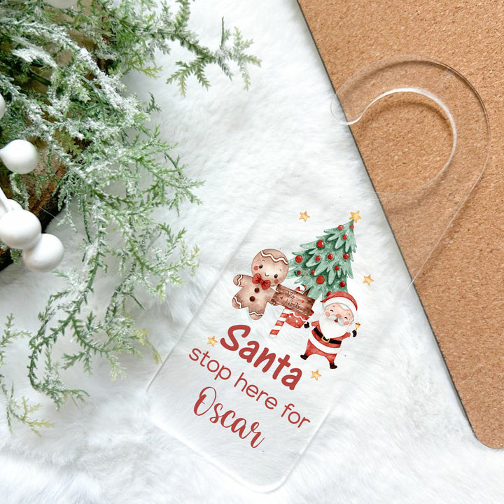 Personalised Gingerbread Santa Stop Here Door Sign