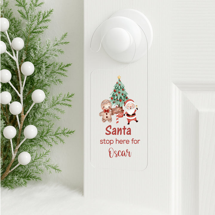 Personalised Gingerbread Santa Stop Here Door Sign