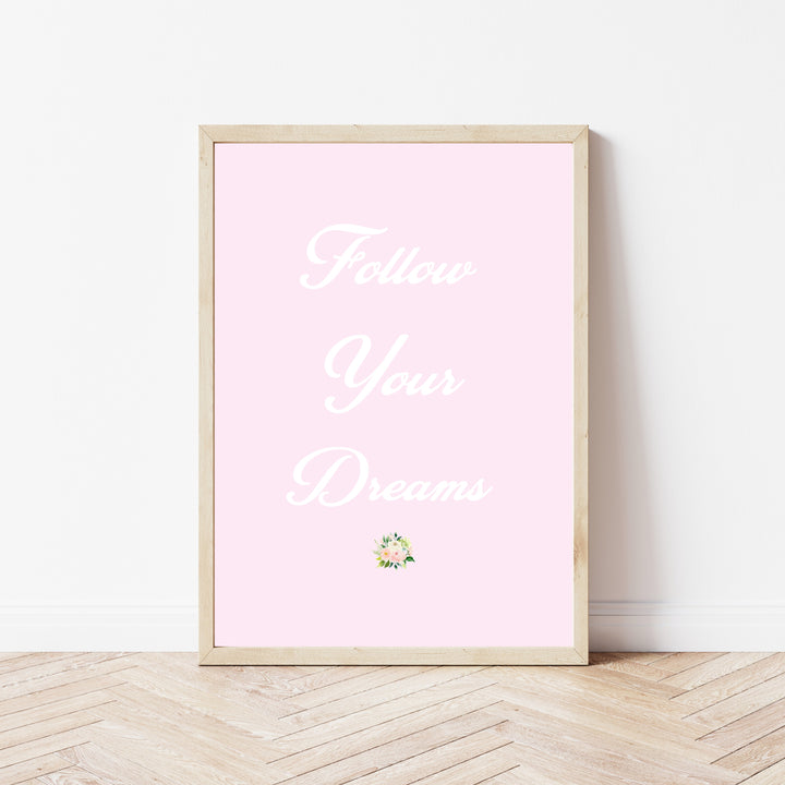 Pink Floral Swan Set of 3 Wall Art