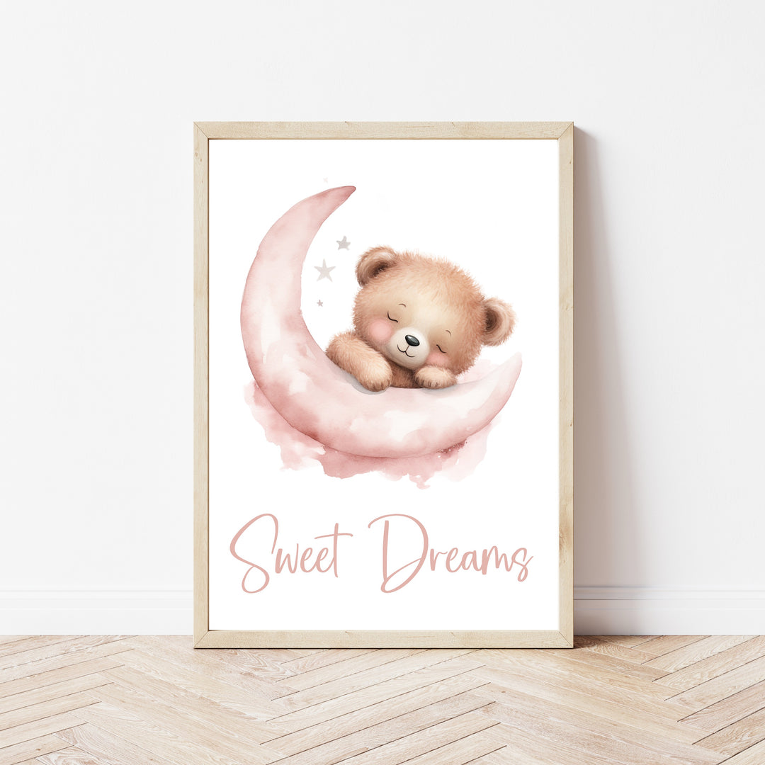 Dream Big Little One Pink Teddy Set of 3 Wall Art