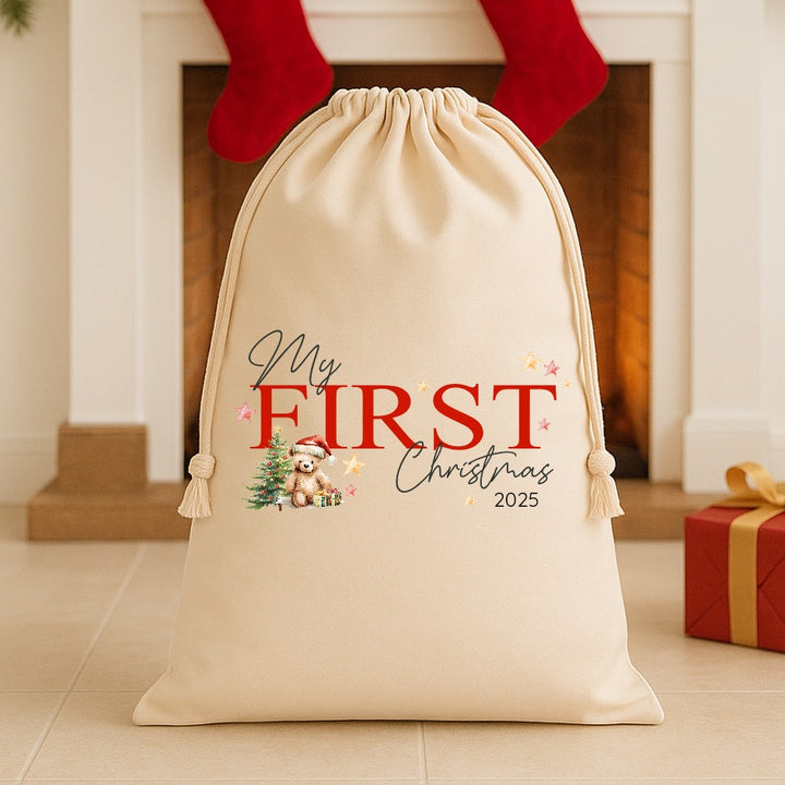 My First Christmas Red Teddy Santa Sack
