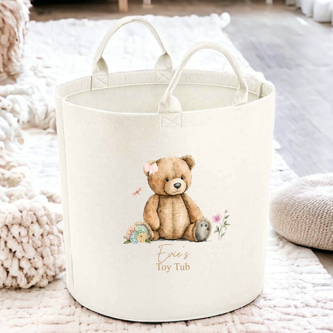 Personalised Pink Teddy Toy Tub