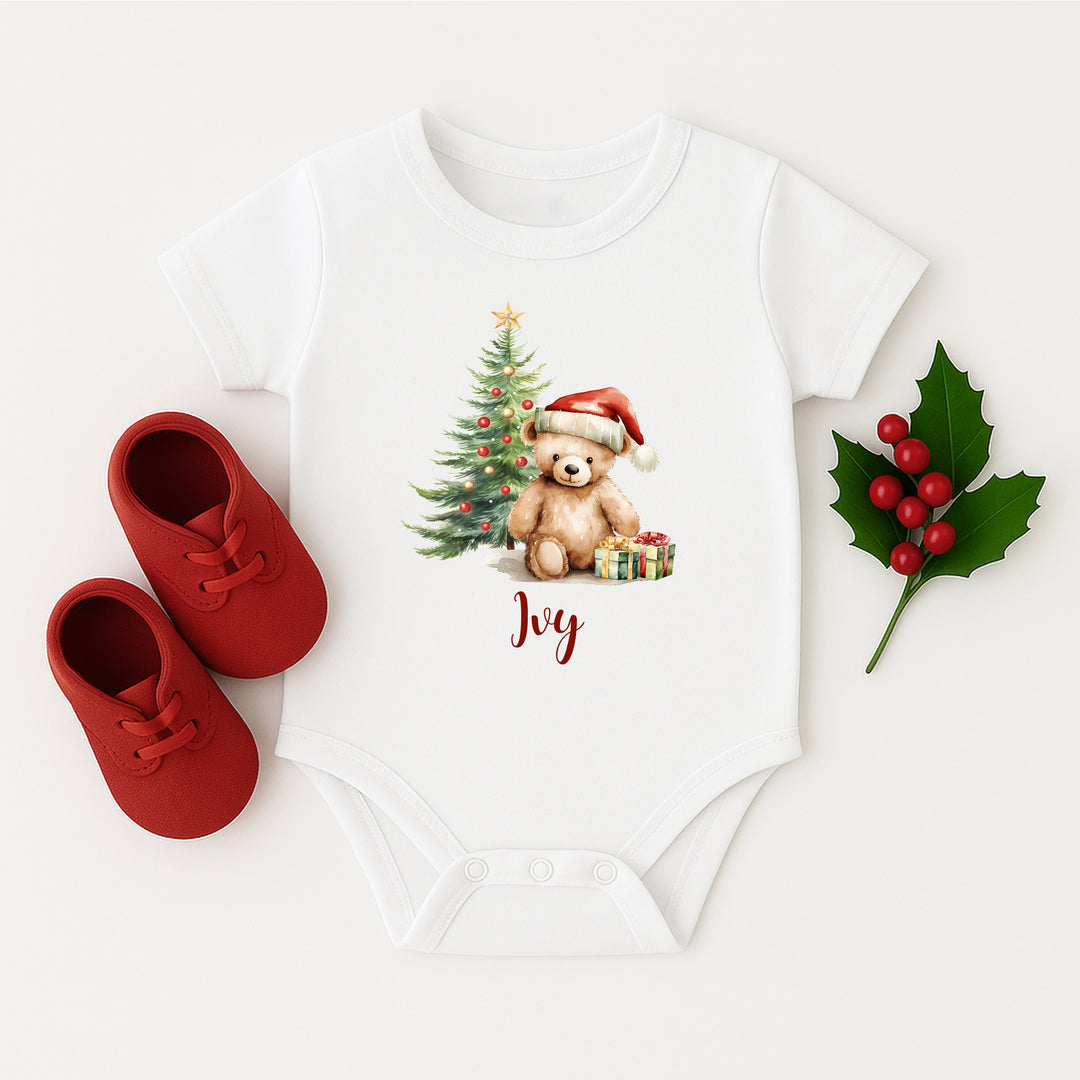 Personalised Teddy Family Matching Christmas T-shirts With Optional Trousers