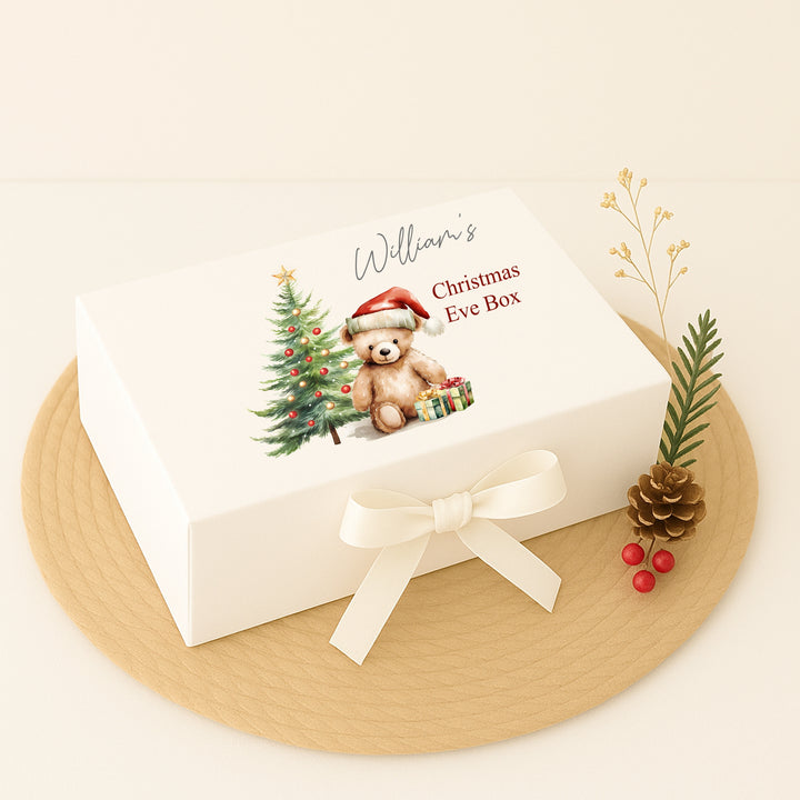 Personalised Red Teddy Bear Christmas Eve Box