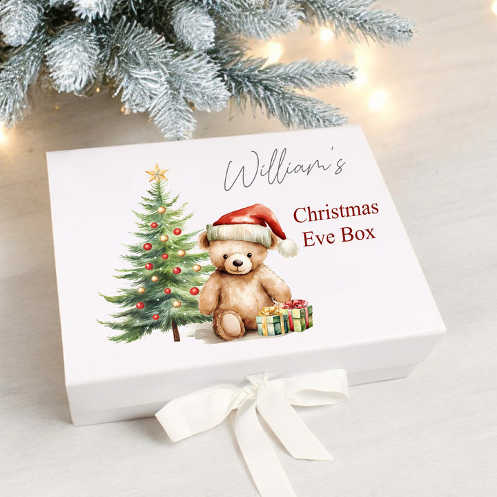Personalised Red Teddy Bear Christmas Eve Box