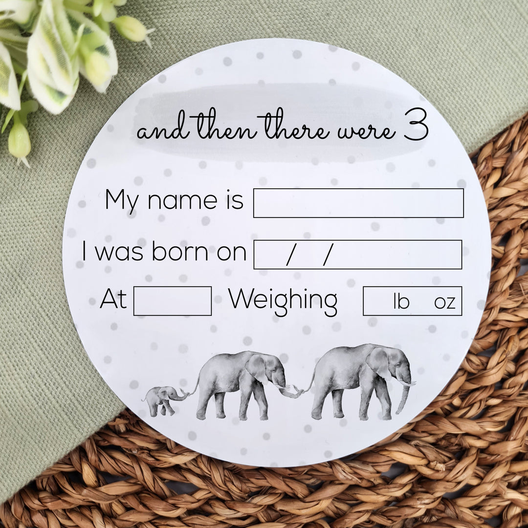 Personalised Elephant Birth Announcement Plaque