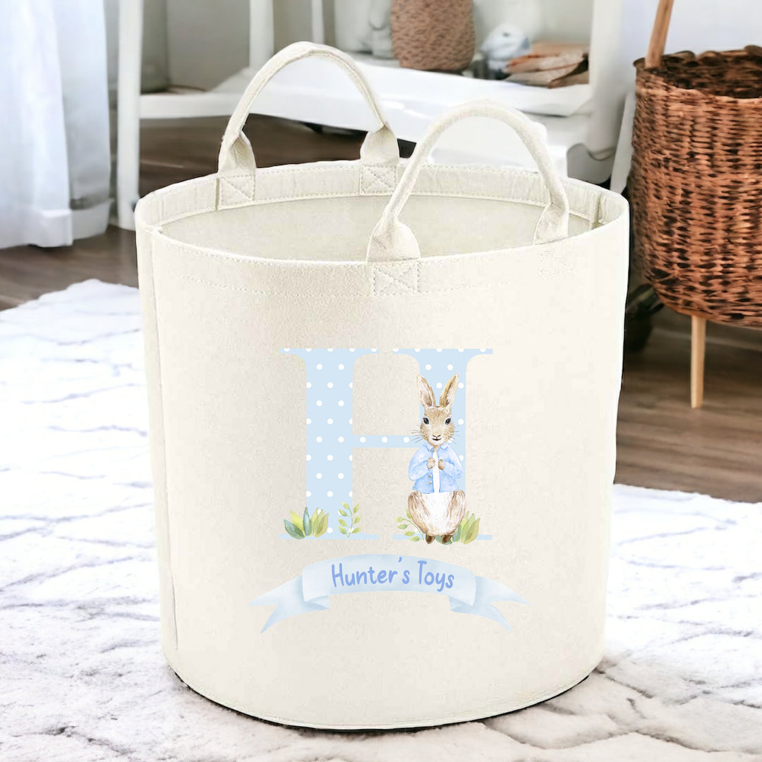 Personalised Blue Spotty Initial Toy Tub