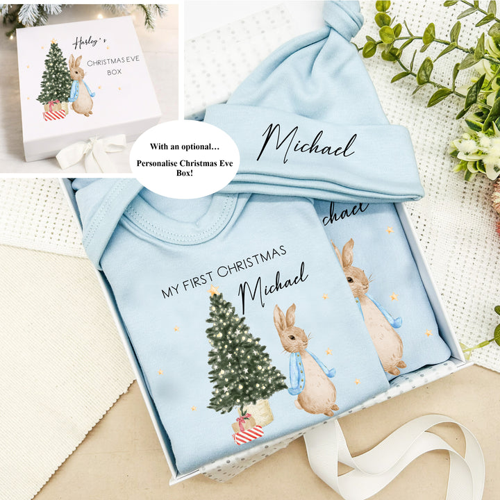 Personalised Blue Rabbit Christmas Clothing Gift Set