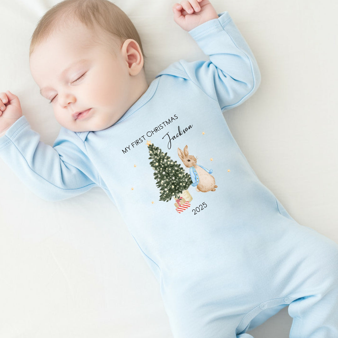 Personalised Blue Rabbit Christmas Clothing Gift Set