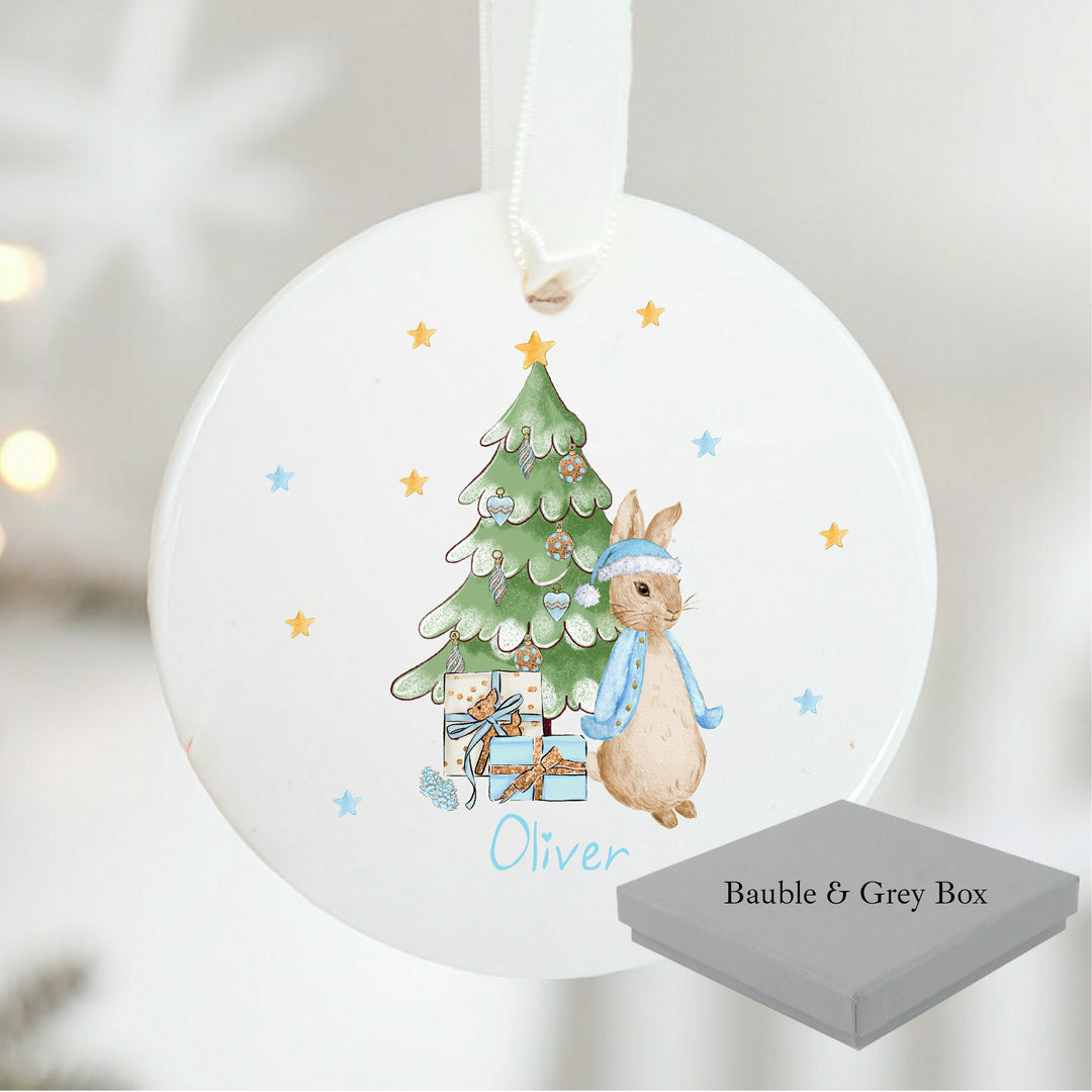 Personalised Blue Rabbit Christmas Tree Ornament