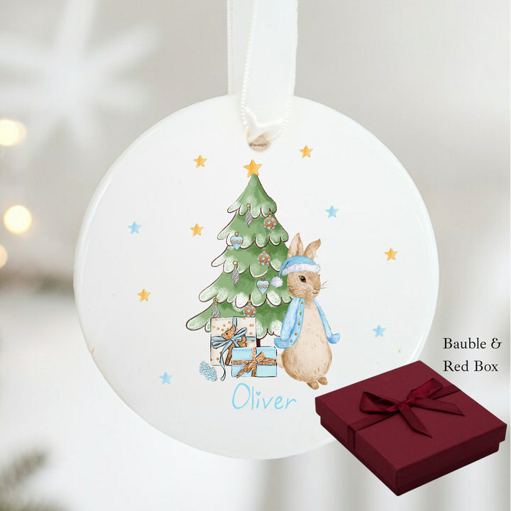 Personalised Blue Rabbit Christmas Tree Ornament
