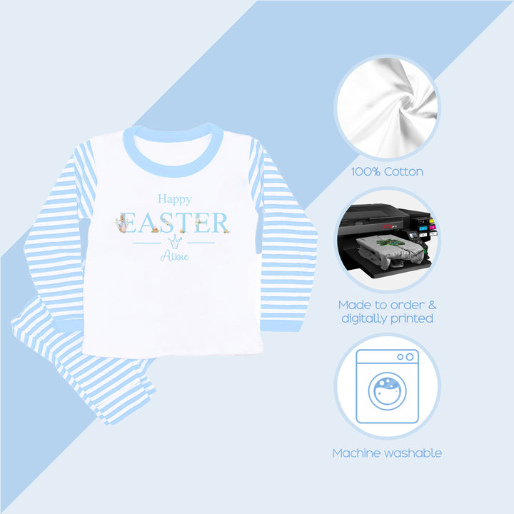 Personalised Blue Bunny Happy Easter Pyjamas