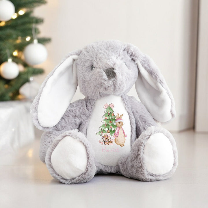 Personalised Christmas Pink Rabbit Bunny/Reindeer Teddy