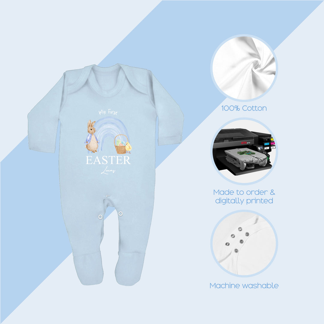 These baby vests and baby grows/sleepsuits are 100% Cotton and are made to order. They can be machine washed