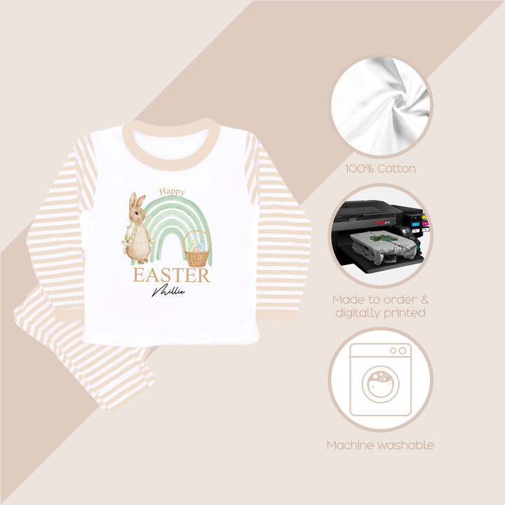 These pyjamas are 100% Cotton and are made to order. They can be machine washed