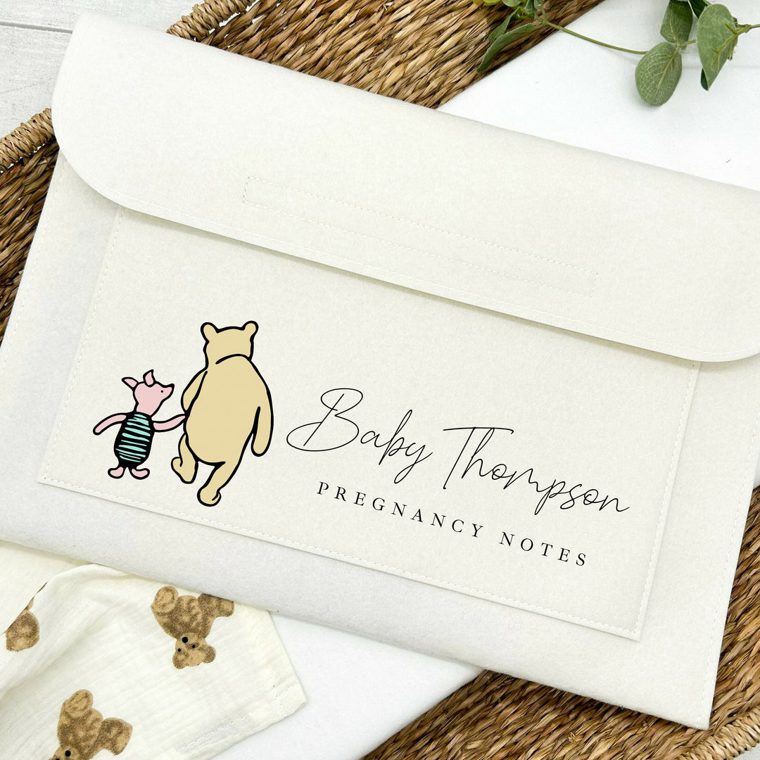 Personalised Winnie Pooh Pregnancy/Maternity Notes Baby Folder