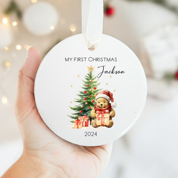 Personalised Pooh Bear My First Christmas Bauble