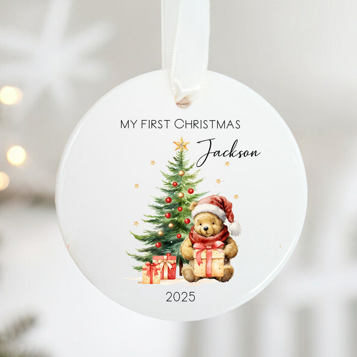 Personalised Pooh Bear My First Christmas Bauble