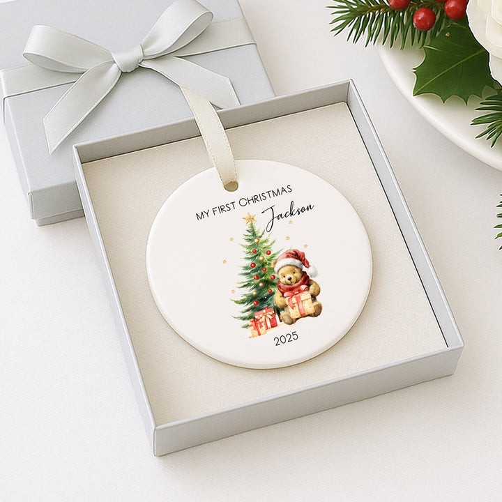 Personalised Pooh Bear My First Christmas Bauble