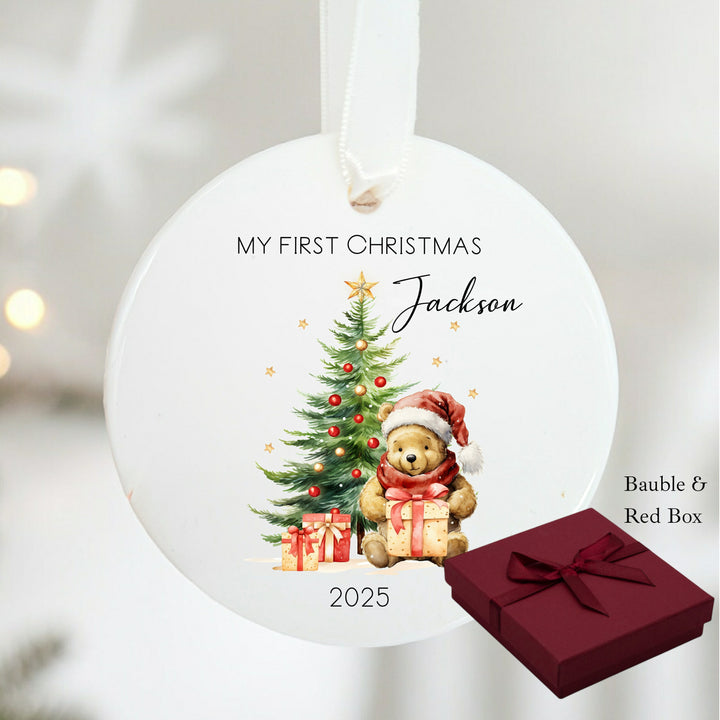 Personalised Pooh Bear My First Christmas Bauble