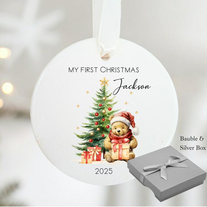 Personalised Pooh Bear My First Christmas Bauble