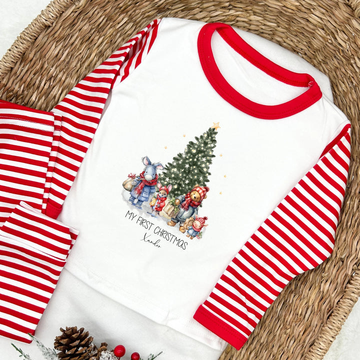 Personalised Pooh Bear Christmas Scene Pyjamas