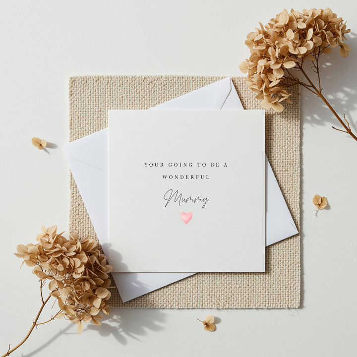Wonderful Mummy Pink Heart Baby Shower Card
