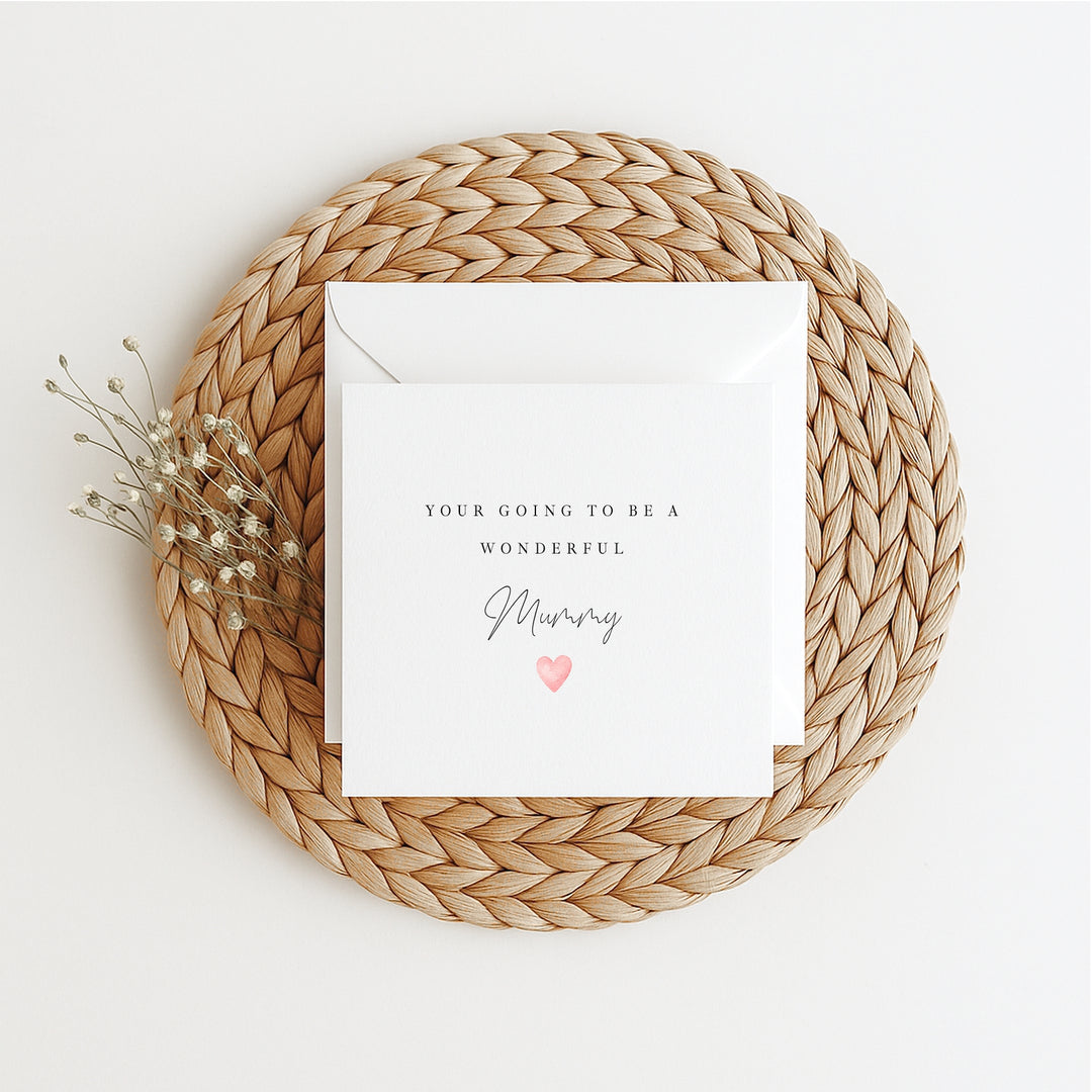 Wonderful Mummy Pink Heart Baby Shower Card