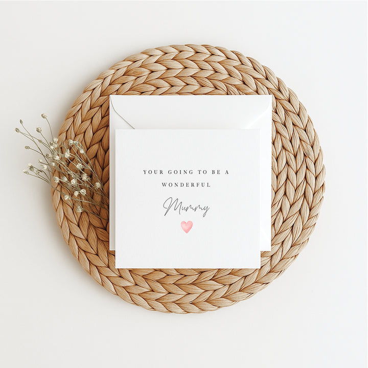 Wonderful Mummy Pink Heart Baby Shower Card