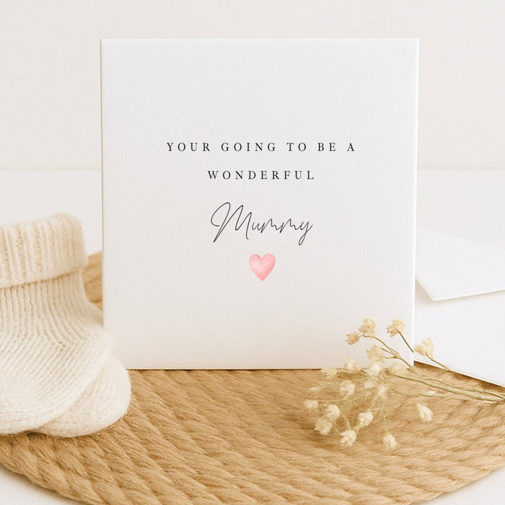 Wonderful Mummy Pink Heart Baby Shower Card