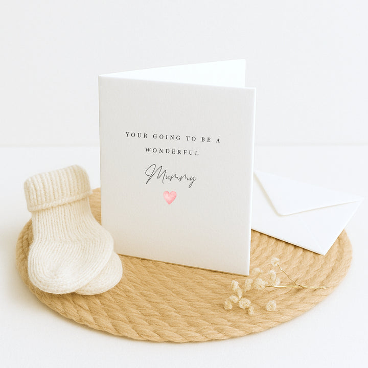 Wonderful Mummy Pink Heart Baby Shower Card