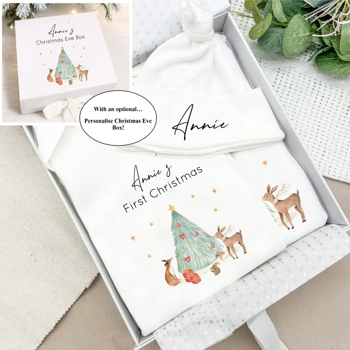 Personalised My First Christmas Woodlands Clothing Gift Set
